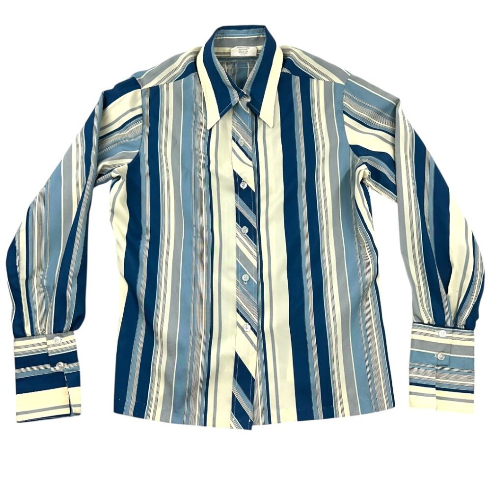 Vintage Terry Striped Button Down Shirt